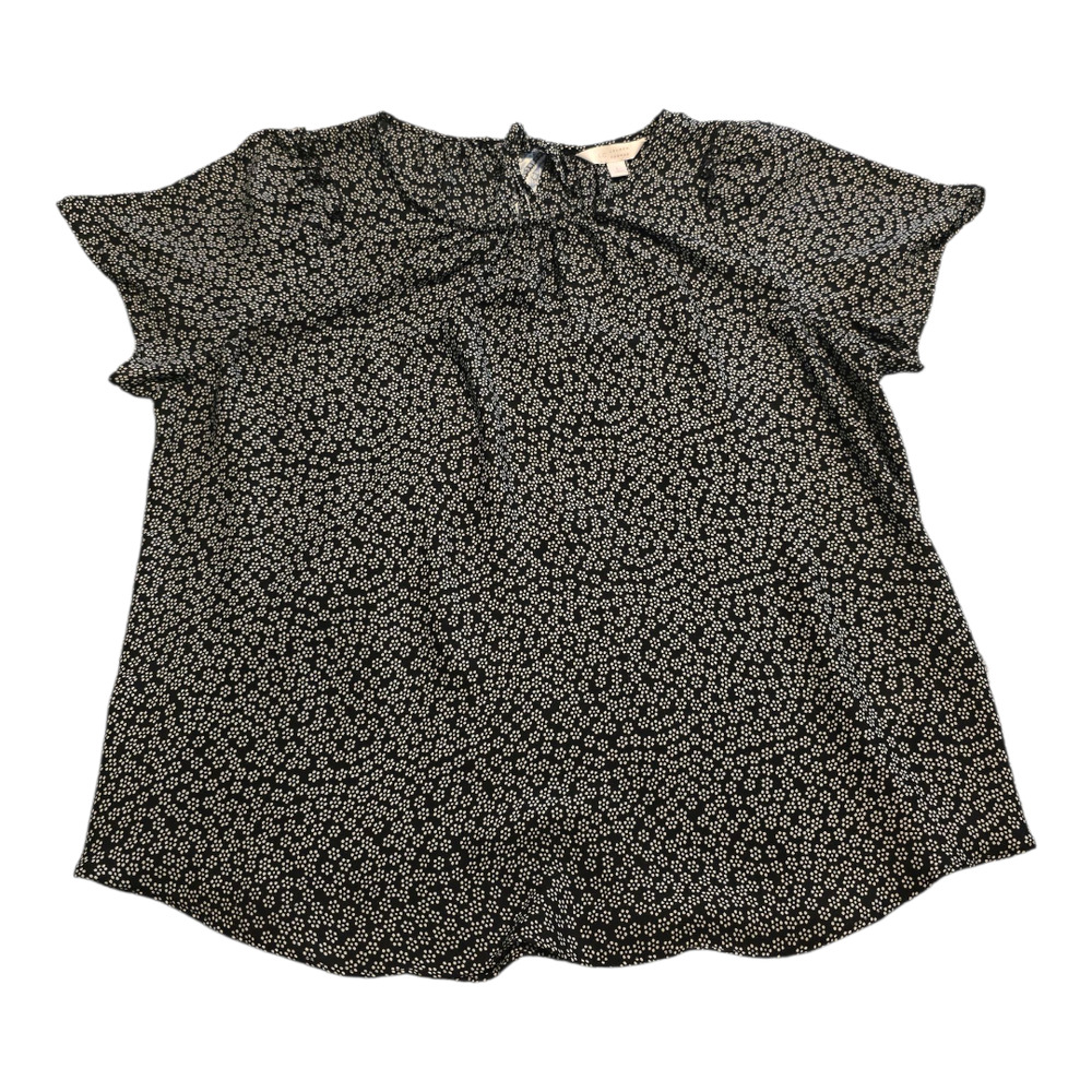 LC Lauren Conrad Shirred Neck Shell Top Black and White L